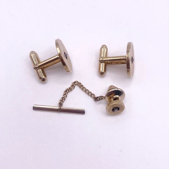Anson Vintage Karatclad Cufflinks and Tie Tack - Picture 5 of 6